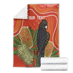 Personalised Australia Banksia And Black Cockatoo Blanket Aboriginal Art