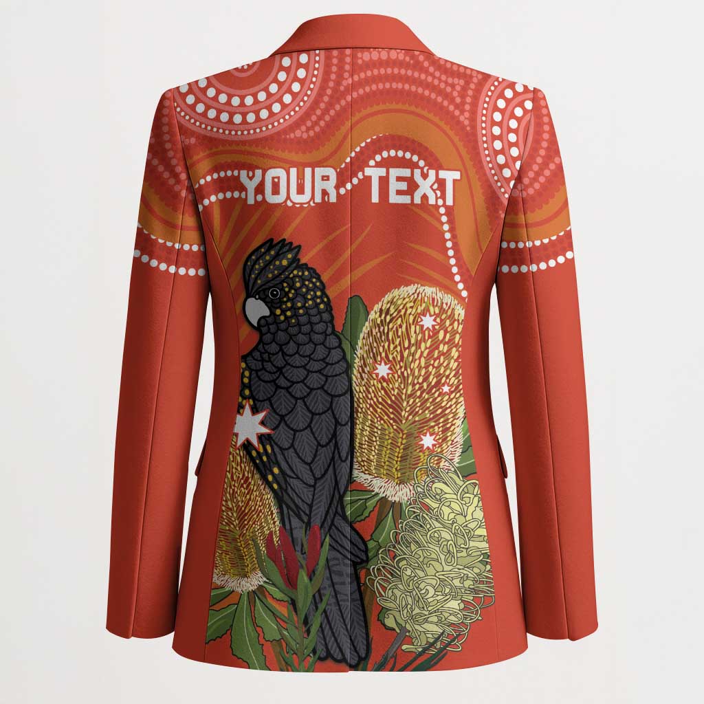 Personalised Australia Banksia And Black Cockatoo Blazer Aboriginal Art - Aussie Hoodie
