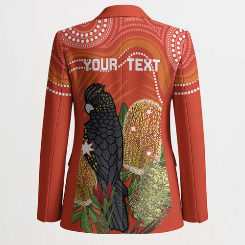 Personalised Australia Banksia And Black Cockatoo Blazer Aboriginal Art - Aussie Hoodie
