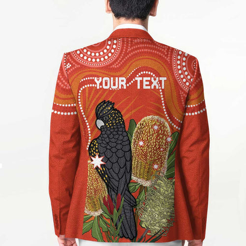 Personalised Australia Banksia And Black Cockatoo Blazer Aboriginal Art - Aussie Hoodie