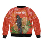 Personalised Australia Banksia And Black Cockatoo Bomber Jacket Aboriginal Art