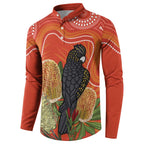 Personalised Australia Banksia And Black Cockatoo Button Sweatshirt Aboriginal Art