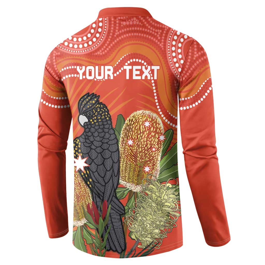 Personalised Australia Banksia And Black Cockatoo Button Sweatshirt Aboriginal Art