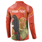 Personalised Australia Banksia And Black Cockatoo Button Sweatshirt Aboriginal Art