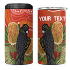 Personalised Australia Banksia With Black Cockatoo 4 in 1 Can Cooler Tumbler Aboriginal Art