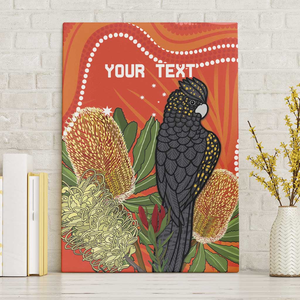 Personalised Australia Banksia And Black Cockatoo Canvas Wall Art Aboriginal Art