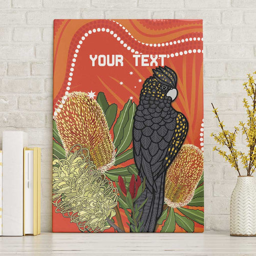 Personalised Australia Banksia And Black Cockatoo Canvas Wall Art Aboriginal Art