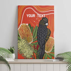 Personalised Australia Banksia And Black Cockatoo Canvas Wall Art Aboriginal Art