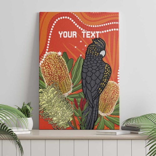 Personalised Australia Banksia And Black Cockatoo Canvas Wall Art Aboriginal Art