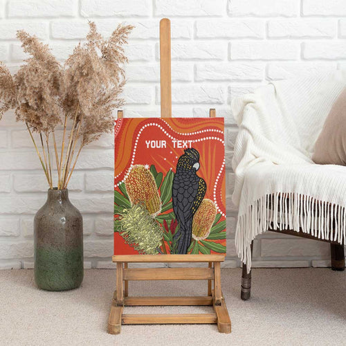 Personalised Australia Banksia And Black Cockatoo Canvas Wall Art Aboriginal Art