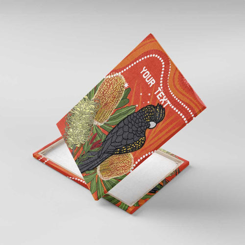 Personalised Australia Banksia And Black Cockatoo Canvas Wall Art Aboriginal Art