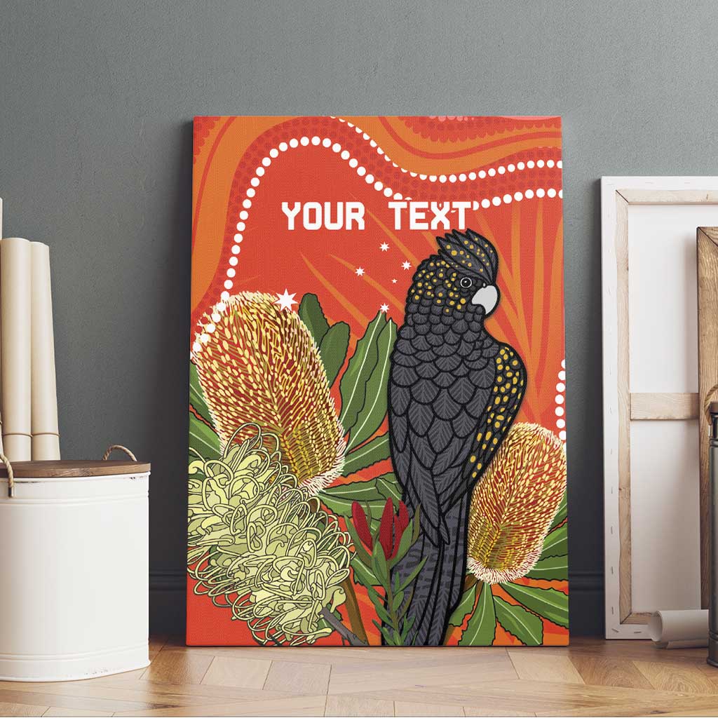 Personalised Australia Banksia And Black Cockatoo Canvas Wall Art Aboriginal Art