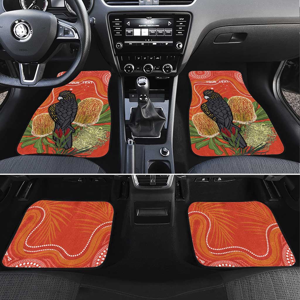 Personalised Australia Banksia And Black Cockatoo Car Mats Aboriginal Art