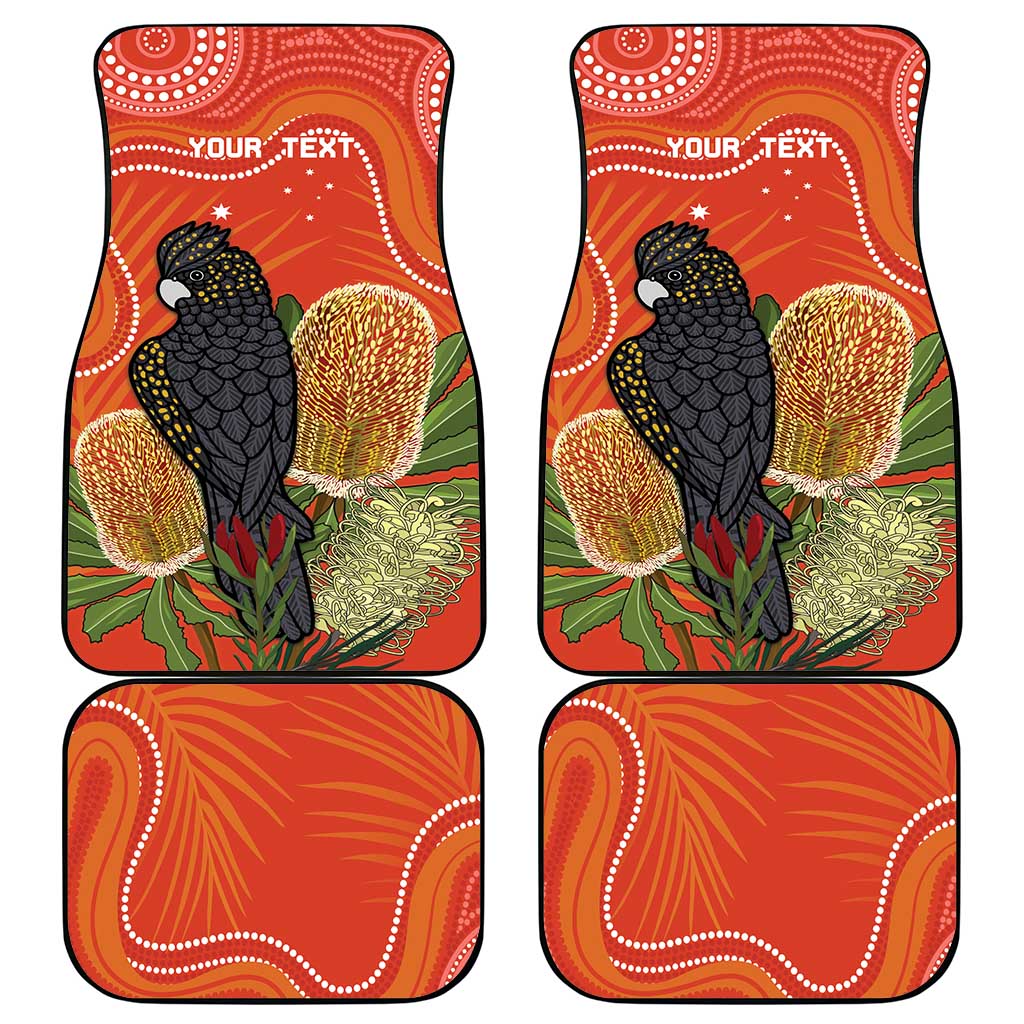 Personalised Australia Banksia And Black Cockatoo Car Mats Aboriginal Art