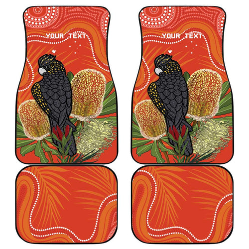 Personalised Australia Banksia And Black Cockatoo Car Mats Aboriginal Art