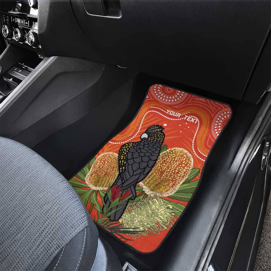 Personalised Australia Banksia And Black Cockatoo Car Mats Aboriginal Art