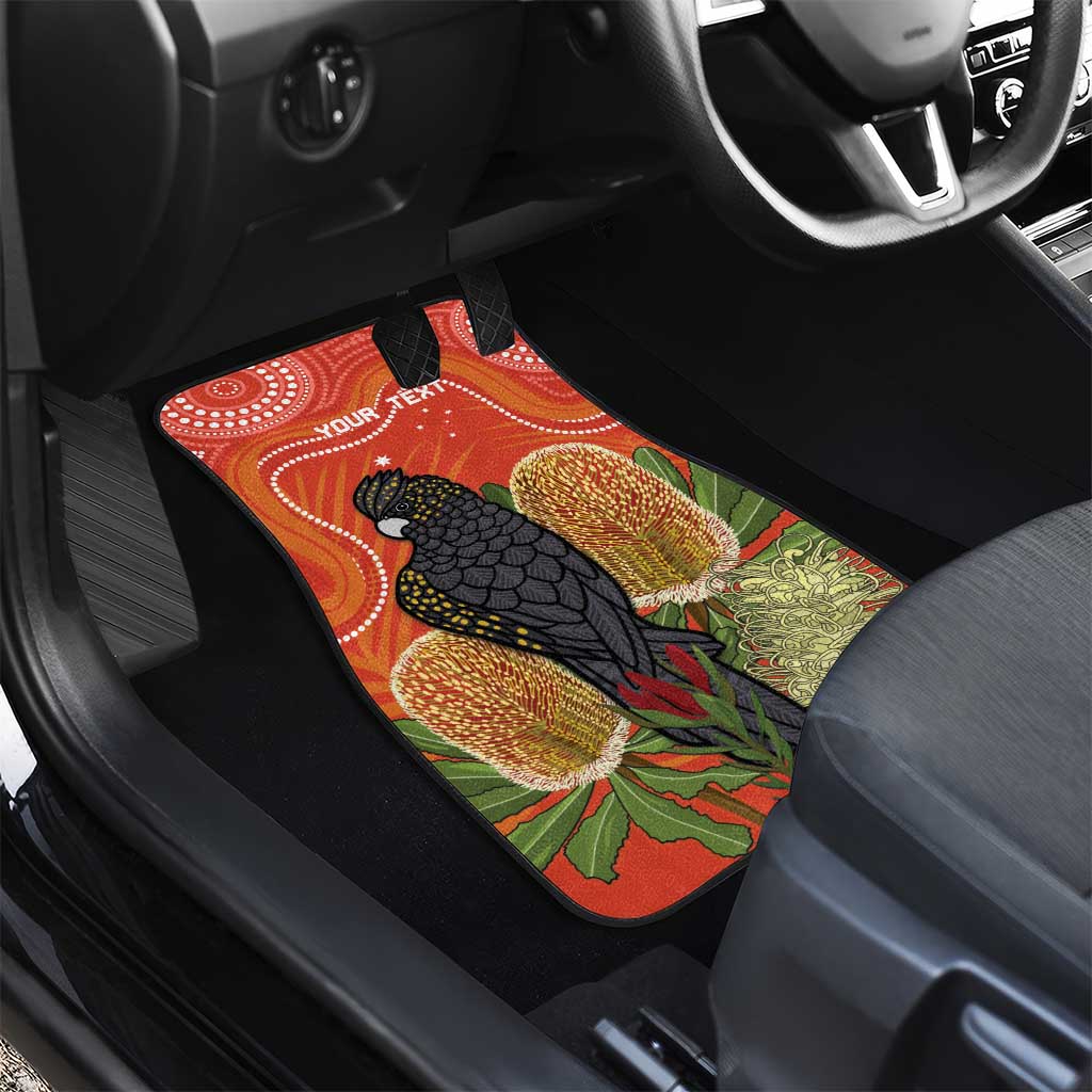 Personalised Australia Banksia And Black Cockatoo Car Mats Aboriginal Art