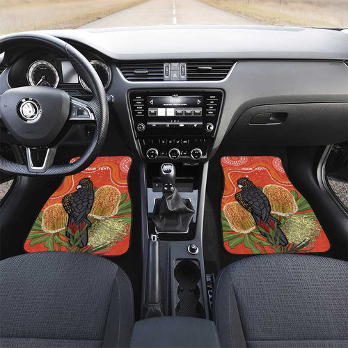 Personalised Australia Banksia And Black Cockatoo Car Mats Aboriginal Art