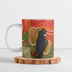 Personalised Australia Banksia And Black Cockatoo Ceramic Mug Aboriginal Art - Aussie Hoodie