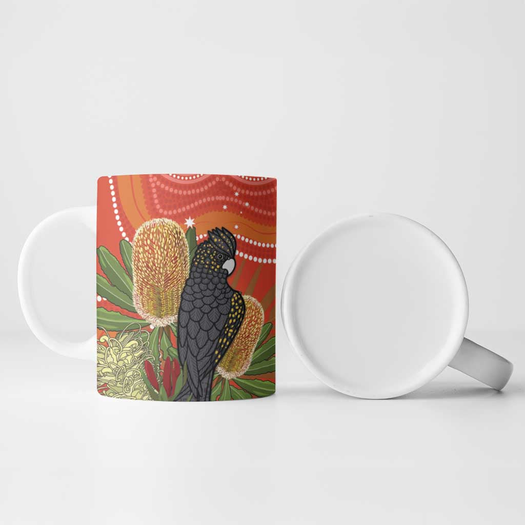 Personalised Australia Banksia And Black Cockatoo Ceramic Mug Aboriginal Art - Aussie Hoodie