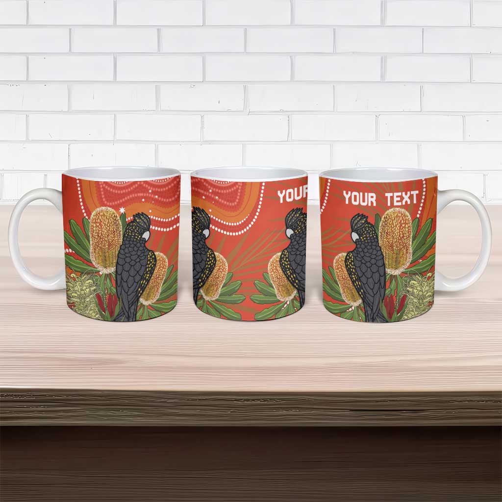 Personalised Australia Banksia And Black Cockatoo Ceramic Mug Aboriginal Art - Aussie Hoodie