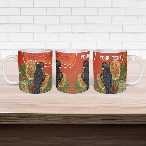 Personalised Australia Banksia And Black Cockatoo Ceramic Mug Aboriginal Art - Aussie Hoodie
