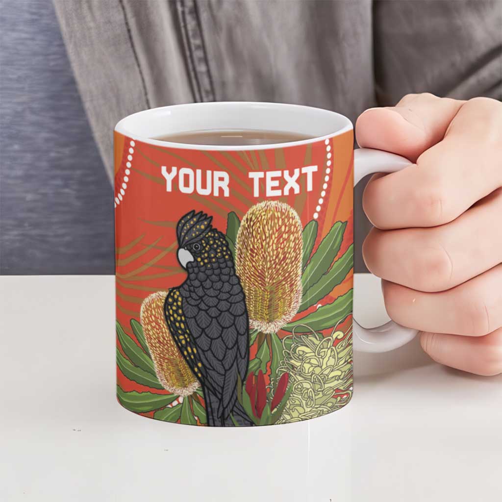 Personalised Australia Banksia And Black Cockatoo Ceramic Mug Aboriginal Art - Aussie Hoodie