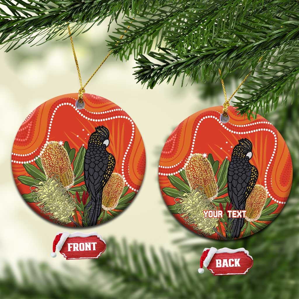 Personalised Australia Banksia And Black Cockatoo Ceramic Ornament Aboriginal Art - Aussie Hoodie