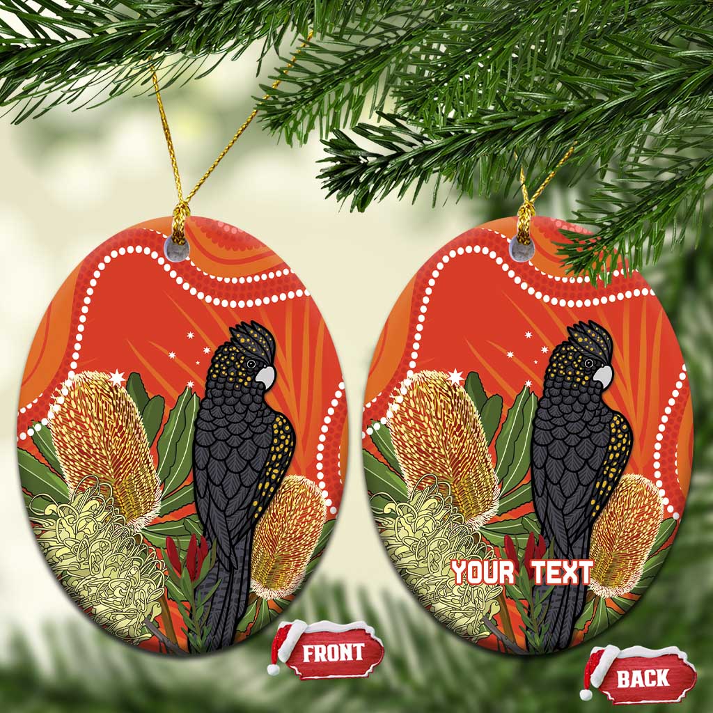 Personalised Australia Banksia And Black Cockatoo Ceramic Ornament Aboriginal Art - Aussie Hoodie