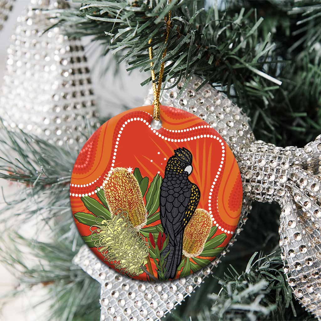 Personalised Australia Banksia And Black Cockatoo Ceramic Ornament Aboriginal Art - Aussie Hoodie