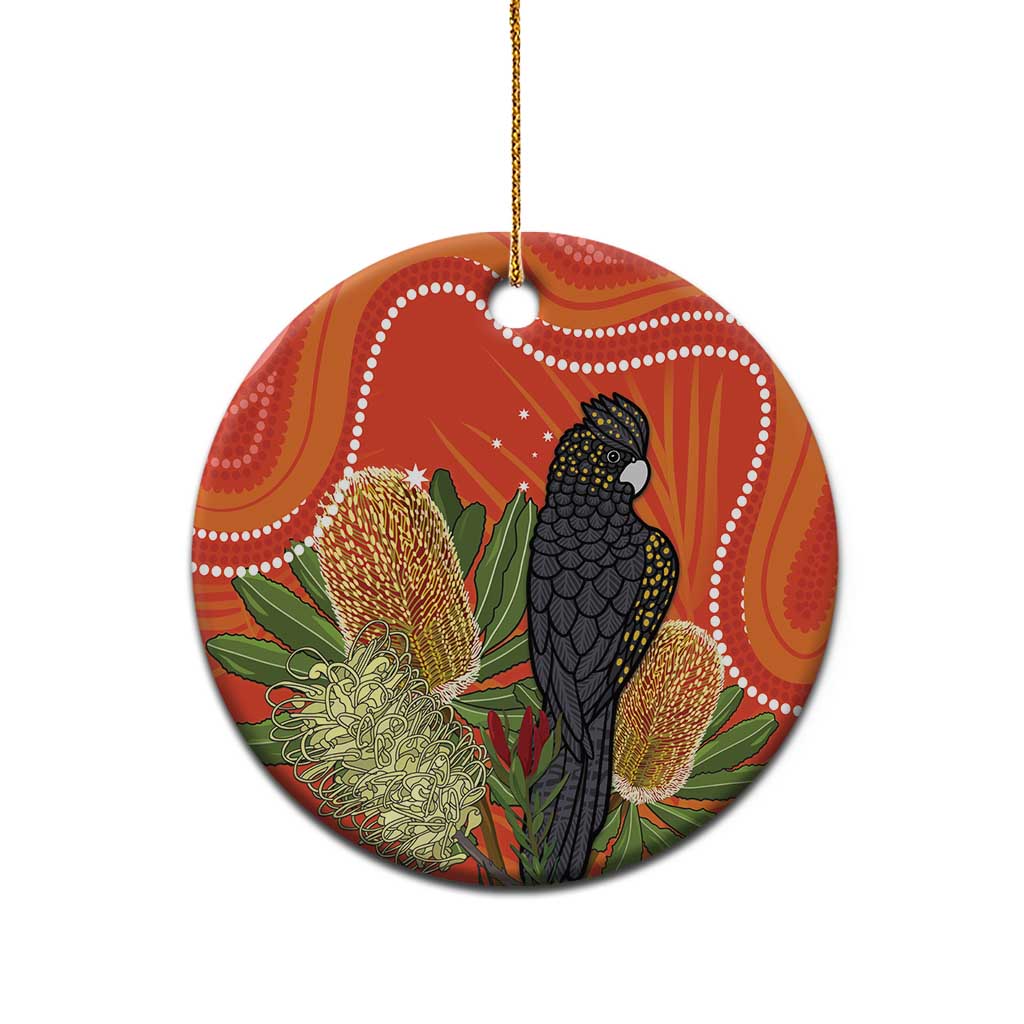 Personalised Australia Banksia And Black Cockatoo Ceramic Ornament Aboriginal Art - Aussie Hoodie