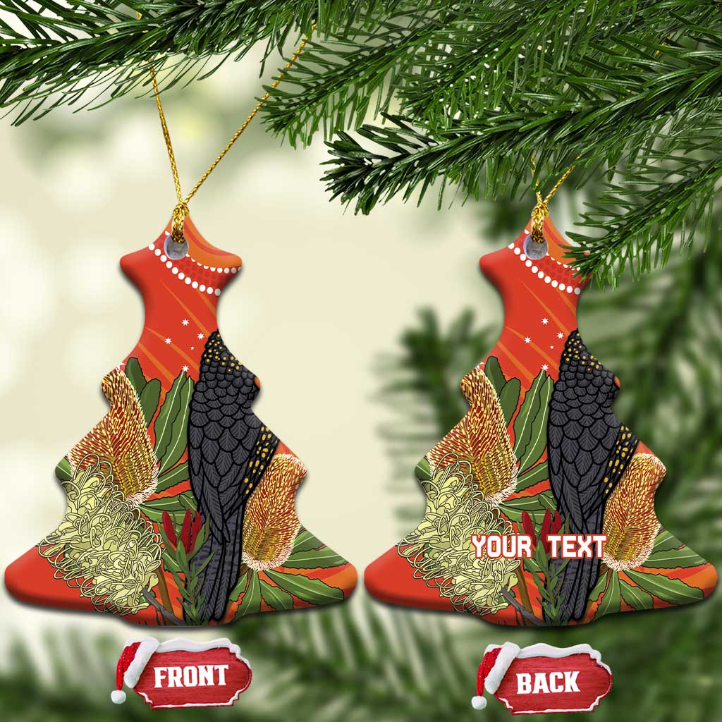 Personalised Australia Banksia And Black Cockatoo Ceramic Ornament Aboriginal Art - Aussie Hoodie