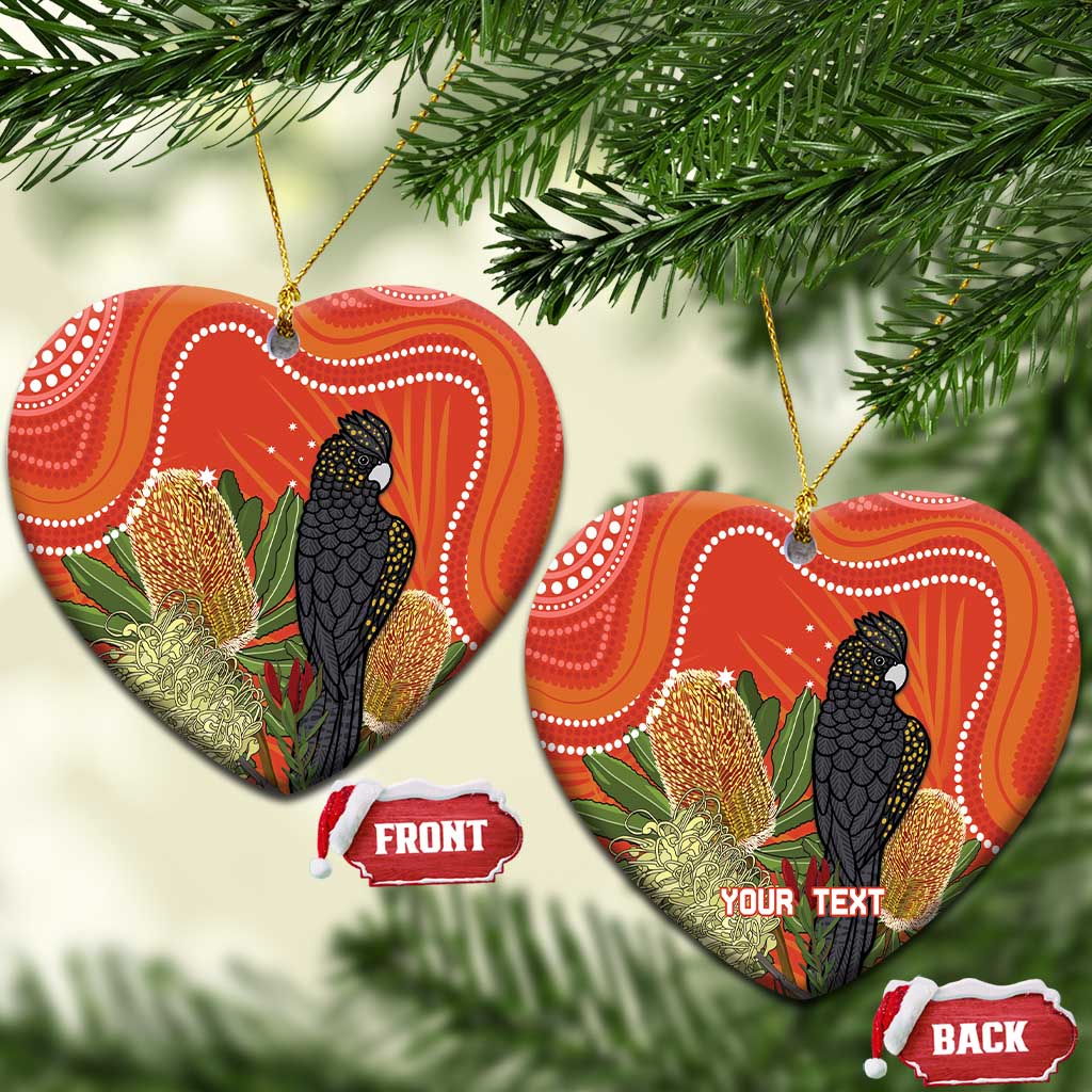 Personalised Australia Banksia And Black Cockatoo Ceramic Ornament Aboriginal Art - Aussie Hoodie