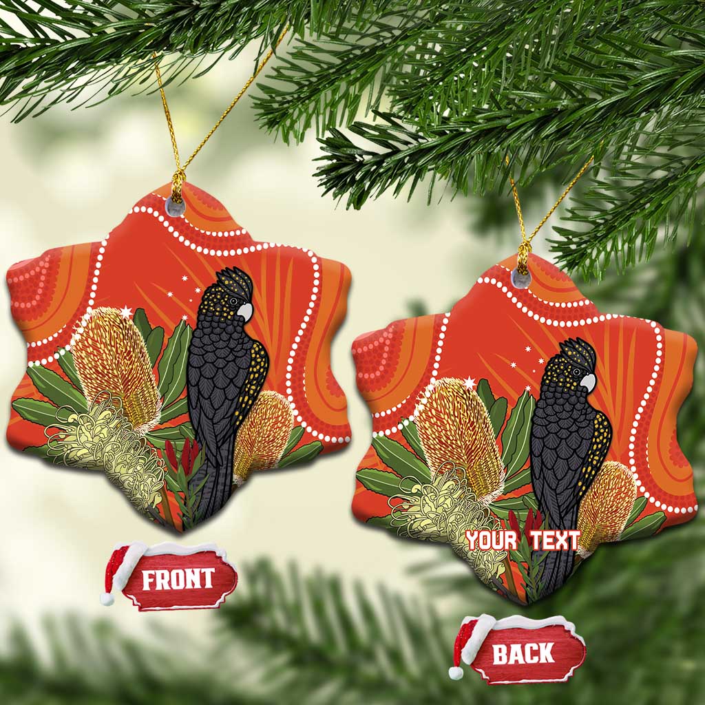 Personalised Australia Banksia And Black Cockatoo Ceramic Ornament Aboriginal Art - Aussie Hoodie