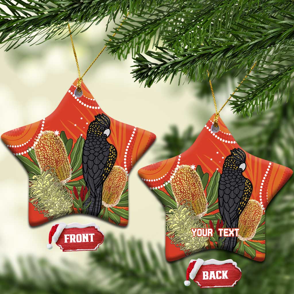 Personalised Australia Banksia And Black Cockatoo Ceramic Ornament Aboriginal Art - Aussie Hoodie