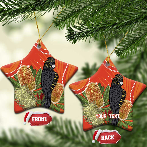 Personalised Australia Banksia And Black Cockatoo Ceramic Ornament Aboriginal Art - Aussie Hoodie