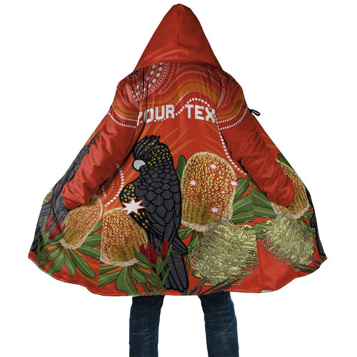 Personalised Australia Banksia And Black Cockatoo Cloak Aboriginal Art - Aussie Hoodie