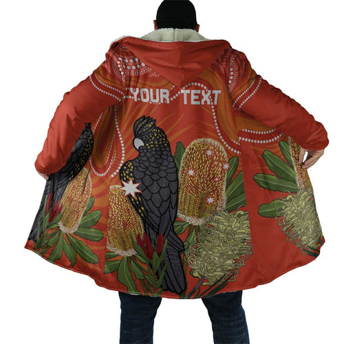 Personalised Australia Banksia And Black Cockatoo Cloak Aboriginal Art - Aussie Hoodie