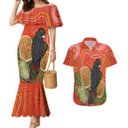 Personalised Australia Banksia And Black Cockatoo Couples Matching Mermaid Dress and Hawaiian Shirt Aboriginal Art