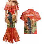 Personalised Australia Banksia And Black Cockatoo Couples Matching Mermaid Dress and Hawaiian Shirt Aboriginal Art