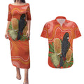 Personalised Australia Banksia And Black Cockatoo Couples Matching Puletasi and Hawaiian Shirt Aboriginal Art