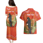 Personalised Australia Banksia And Black Cockatoo Couples Matching Puletasi and Hawaiian Shirt Aboriginal Art