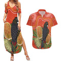 Personalised Australia Banksia And Black Cockatoo Couples Matching Summer Maxi Dress and Hawaiian Shirt Aboriginal Art
