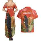 Personalised Australia Banksia And Black Cockatoo Couples Matching Summer Maxi Dress and Hawaiian Shirt Aboriginal Art