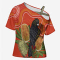 Personalised Australia Banksia And Black Cockatoo Cross Shoulder Shirt Aboriginal Art - Aussie Hoodie