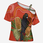 Personalised Australia Banksia And Black Cockatoo Cross Shoulder Shirt Aboriginal Art - Aussie Hoodie