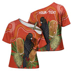 Personalised Australia Banksia And Black Cockatoo Cross Shoulder Shirt Aboriginal Art - Aussie Hoodie