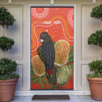 Personalised Australia Banksia And Black Cockatoo Door Cover Aboriginal Art - Aussie Hoodie