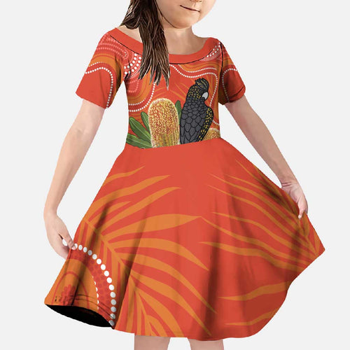 Personalised Australia Banksia And Black Cockatoo Family Matching Long Sleeve Bodycon Dress and Hawaiian Shirt Aboriginal Art
