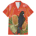 Personalised Australia Banksia And Black Cockatoo Family Matching Long Sleeve Bodycon Dress and Hawaiian Shirt Aboriginal Art